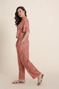 Zivame Dot & Doze Knit Poly Pyjama Set - Raw Sienna — thumbnail 3